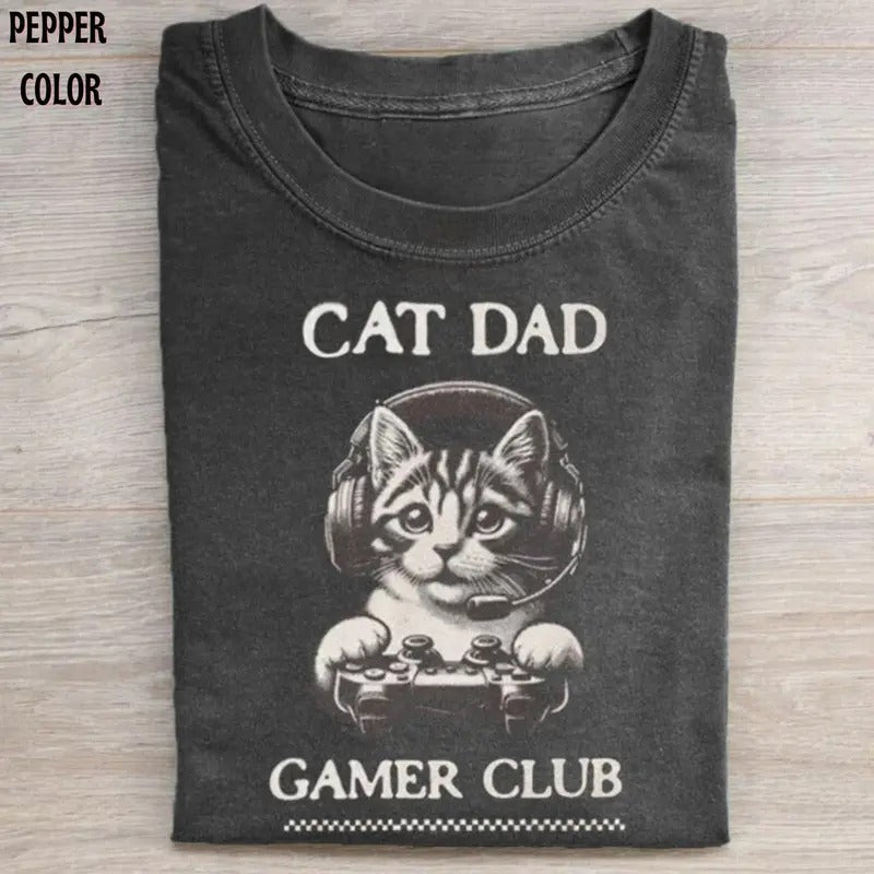 Cat Dad Gamer Club Funny Lover Daddy Humorous - Adult & Kids T-Shirts, Sweatshirts & Hoodies apparel design preview 1