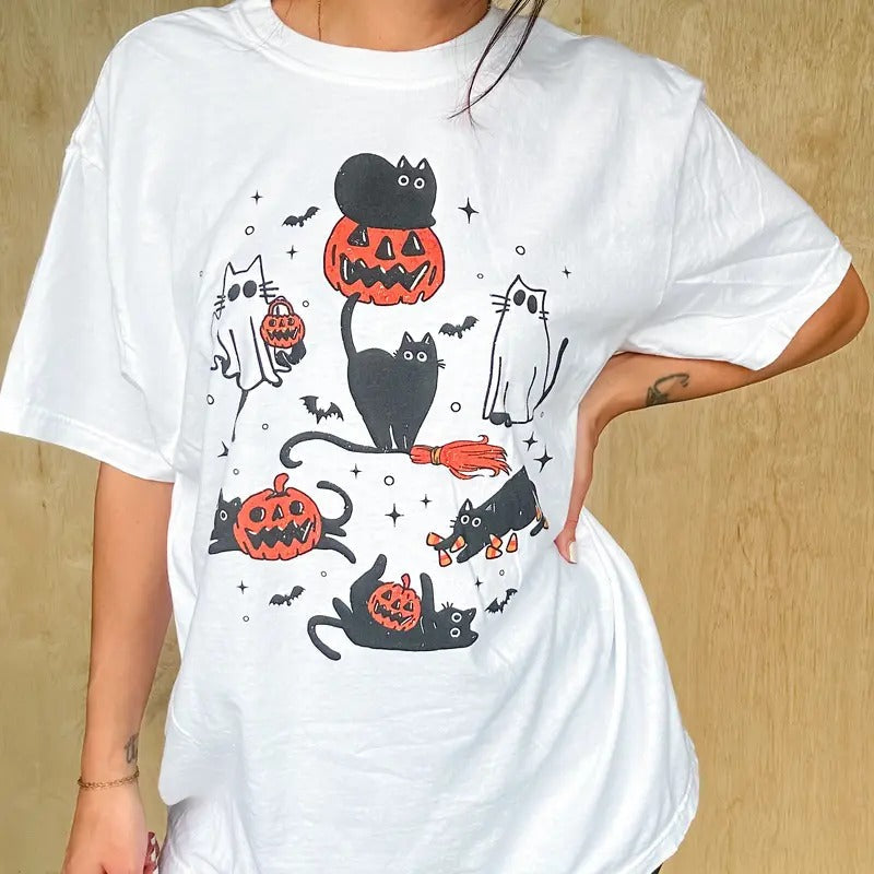 Cat Halloween Top - Adult & Kids T-Shirts, Sweatshirts & Hoodies apparel design preview 1