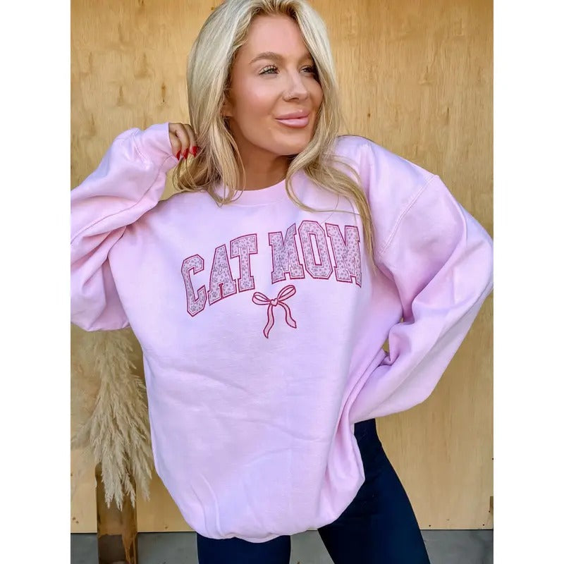Cat Mom Bow Top - Adult & Kids T-Shirts, Sweatshirts & Hoodies apparel design preview 1