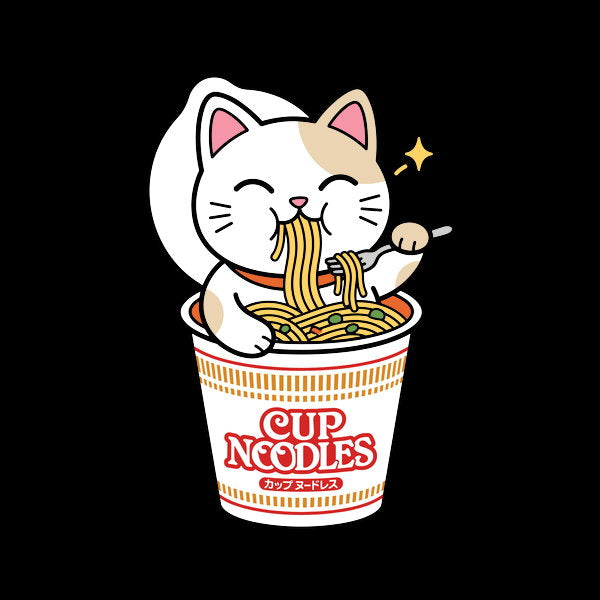 Cat Ramen Slurp Chill - Adult & Kids T-Shirts, Sweatshirts & Hoodies apparel design preview 1