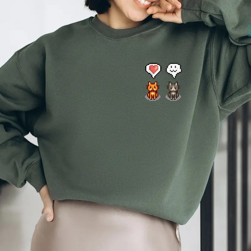 Cat Stardew Valley Video Game Art Cats Emoji Love - Adult & Kids T-Shirts, Sweatshirts & Hoodies apparel design preview 1