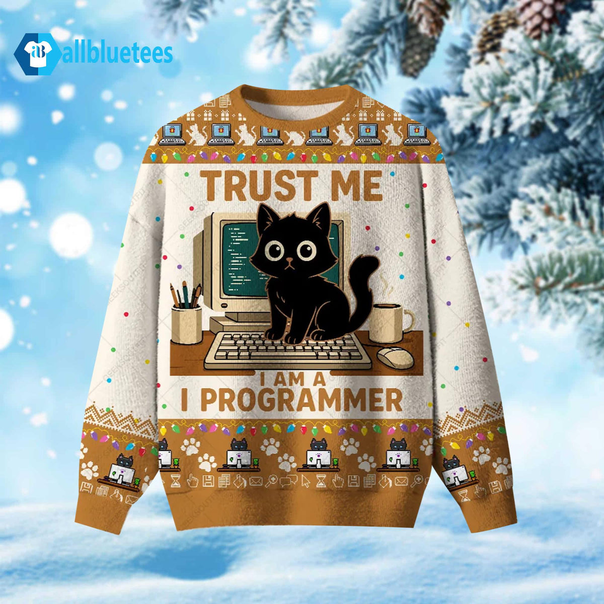 Cat Trust Me I Am A Programmer Ugly Christmas Sweater - Holiday Gift product image