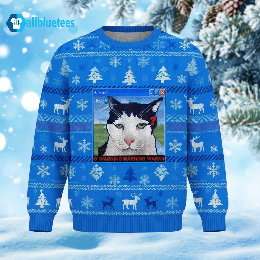 Cat Warning Alert Form Ugly Christmas Sweater - Holiday Gift product image