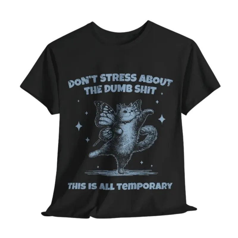 Cat Butterfly Wings Vintage Retro 90s Don'T Stress - Adult & Kids T-Shirts, Sweatshirts & Hoodies apparel design preview 1