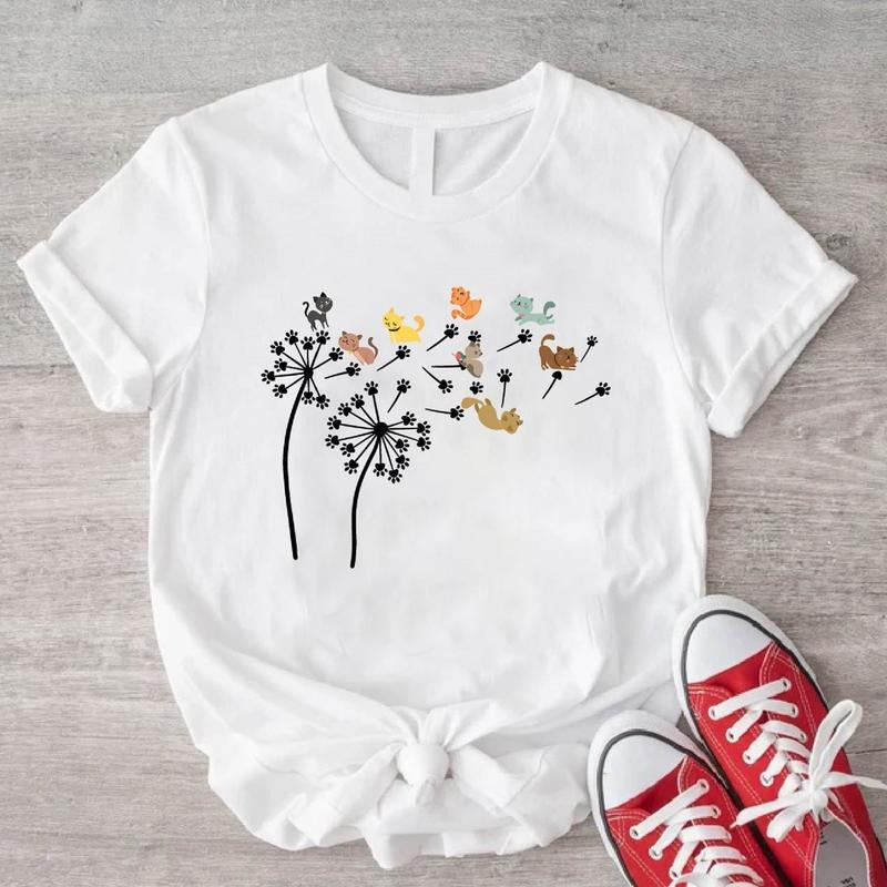 Cats Flower Fly Dandelion Cute Cat Lover Pet Owner - Adult & Kids T-Shirts, Sweatshirts & Hoodies apparel design preview 1