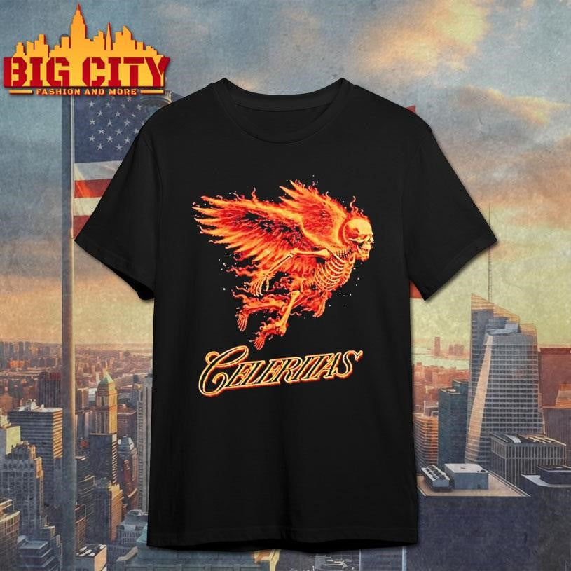 Celeritas Est 2026 Flaming Angel Skeleton Wings Speed - Adult & Kids T-Shirts, Sweatshirts & Hoodies apparel design preview 1