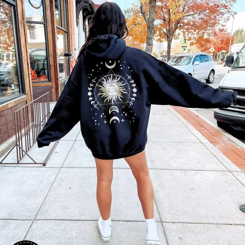 Celestial Boho Sun Moon Phase Back Print Whimsigoth - Adult & Kids T-Shirts, Sweatshirts & Hoodies apparel design preview 1
