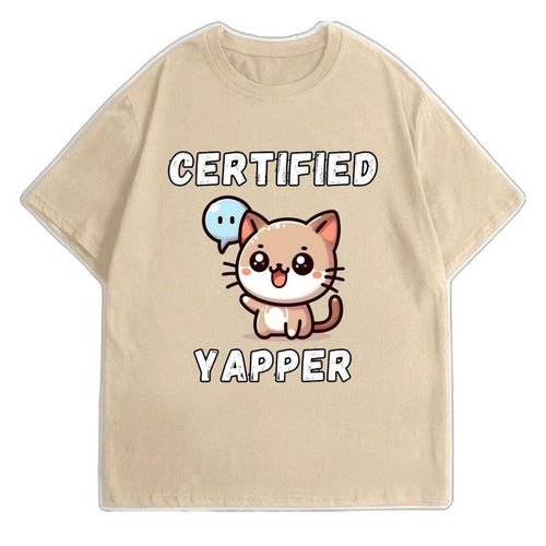 "Certified Yapper" Funny Meme Cat - Adult & Kids T-Shirts, Sweatshirts & Hoodies apparel design preview 1