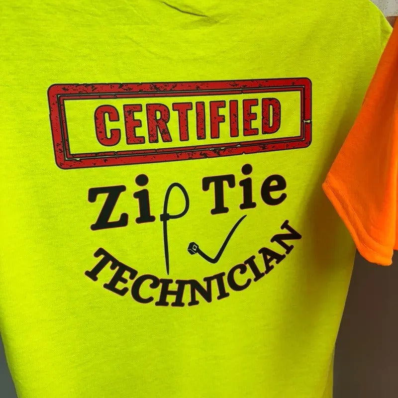 Certified Zip Tie Technician Short Sleeve Cotton - Adult & Kids T-Shirts, Sweatshirts & Hoodies apparel design preview 1
