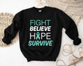 Cervical Cancer Awareness Fight Believe Hope Survive - Adult & Kids T-Shirts, Sweatshirts & Hoodies apparel design preview 1