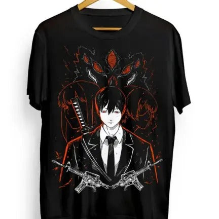 Chainsaw Man Anime Manga Denji Aki Power Black - Adult & Kids T-Shirts, Sweatshirts & Hoodies apparel design preview 1