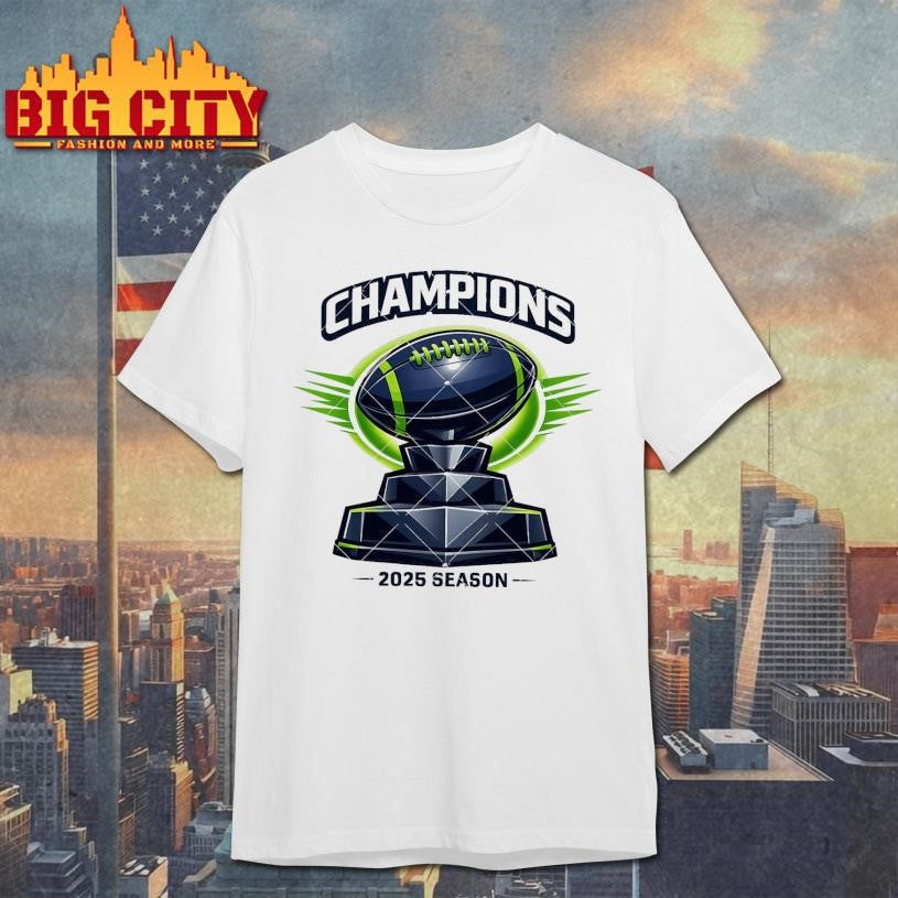 Champions 2025 Seattle Football Trophy - Adult & Kids T-Shirts, Sweatshirts & Hoodies apparel design preview 1