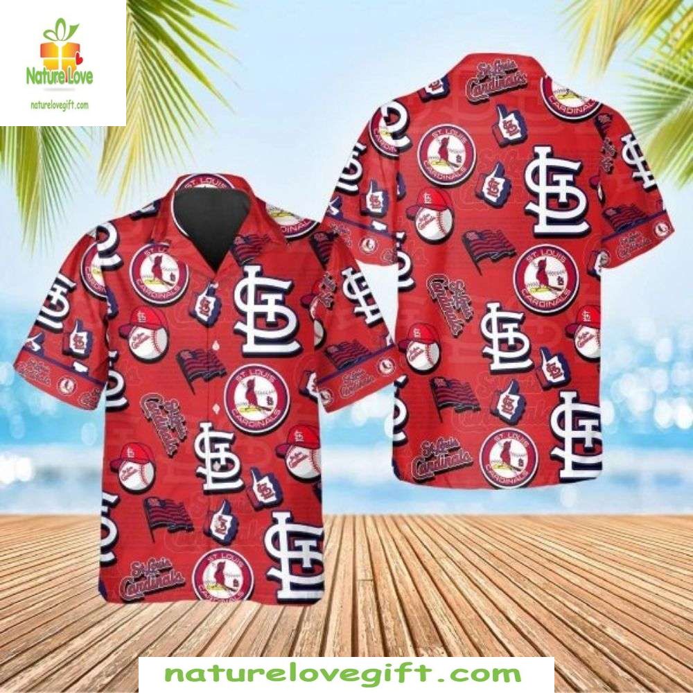St Louis Cardinals MLB Hawaiian Champion Emblem Red - Adult & Kids T-Shirts, Sweatshirts & Hoodies apparel design preview 1