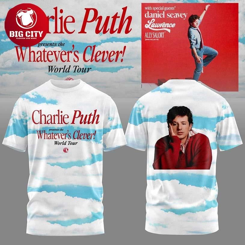 Charlie Puth Whatevers Clever World Tour Two Sided - Adult & Kids T-Shirts, Sweatshirts & Hoodies apparel design preview 1