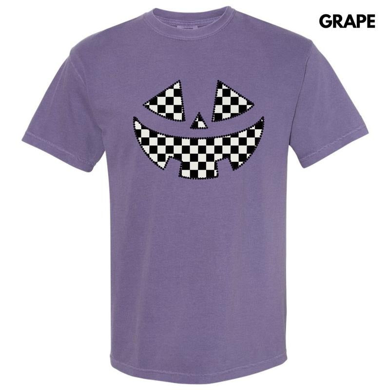 Checker Jack O Lantern Face Comfort Colors 'NLB' - Adult & Kids T-Shirts, Sweatshirts & Hoodies apparel design preview 1