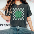 Checker Smiley St Patricks Day Shamrock Retro Pattys - Adult & Kids T-Shirts, Sweatshirts & Hoodies apparel design preview 1