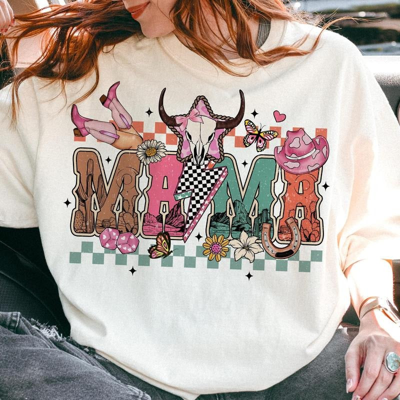 Checkered Howdy Mama - Adult & Kids T-Shirts, Sweatshirts & Hoodies apparel design preview 1