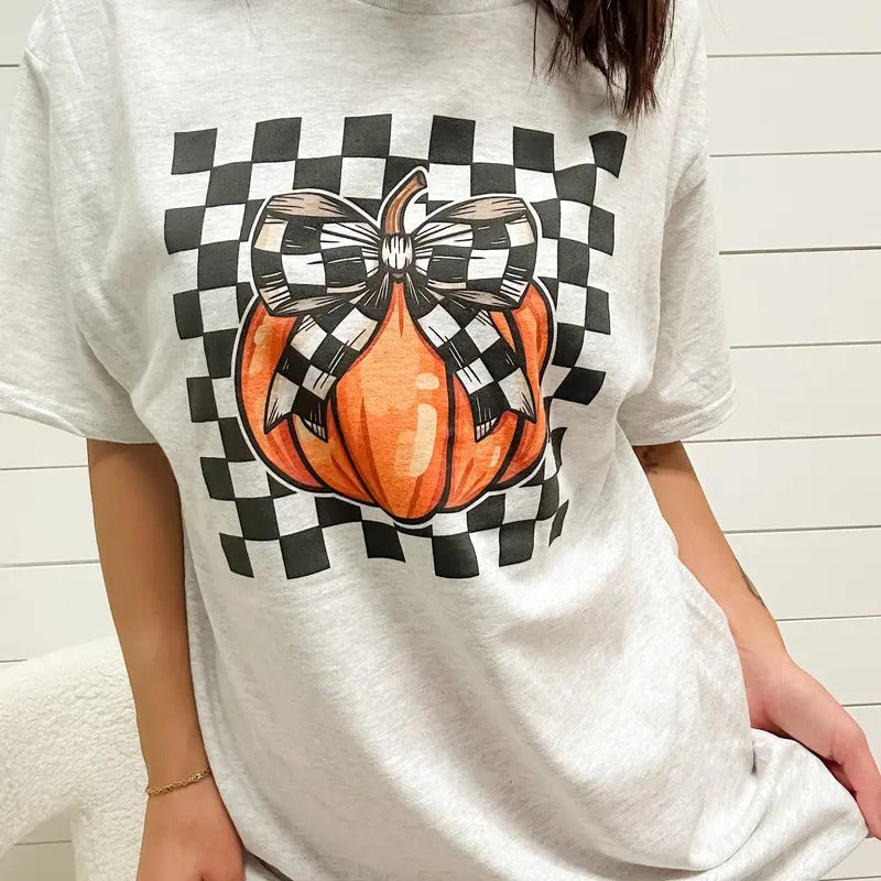 Checkered Pumpkin Top - Adult & Kids T-Shirts, Sweatshirts & Hoodies apparel design preview 1