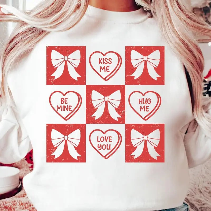 Checkered Valentine Heart Coquette Retro Cute - Adult & Kids T-Shirts, Sweatshirts & Hoodies apparel design preview 1