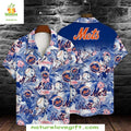 New York Mets Mascot Hawaiian Tropical Blue Baseball - Adult & Kids T-Shirts, Sweatshirts & Hoodies apparel design preview 1