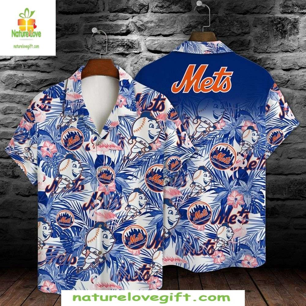 New York Mets Mascot Hawaiian Tropical Blue Baseball - Adult & Kids T-Shirts, Sweatshirts & Hoodies apparel design preview 1