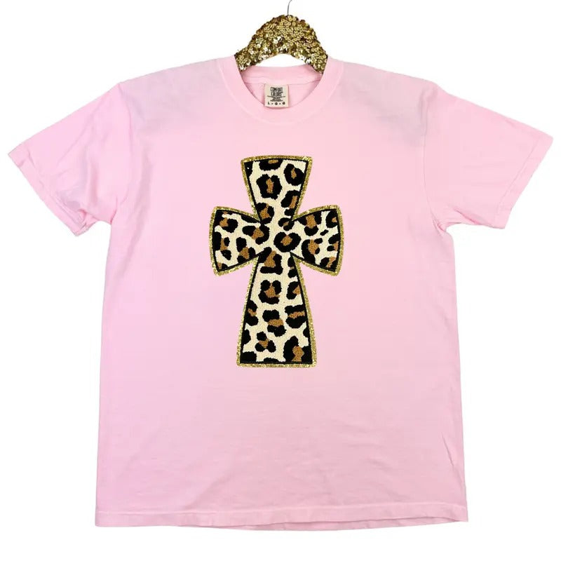 Cheetah CROSS Chenille Patch Comfort Colors - Adult & Kids T-Shirts, Sweatshirts & Hoodies apparel design preview 1