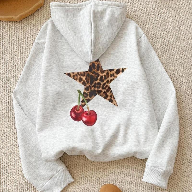 Cherry Star Print Casual Hooded Daily Outdoor Fall - Adult & Kids T-Shirts, Sweatshirts & Hoodies apparel design preview 1