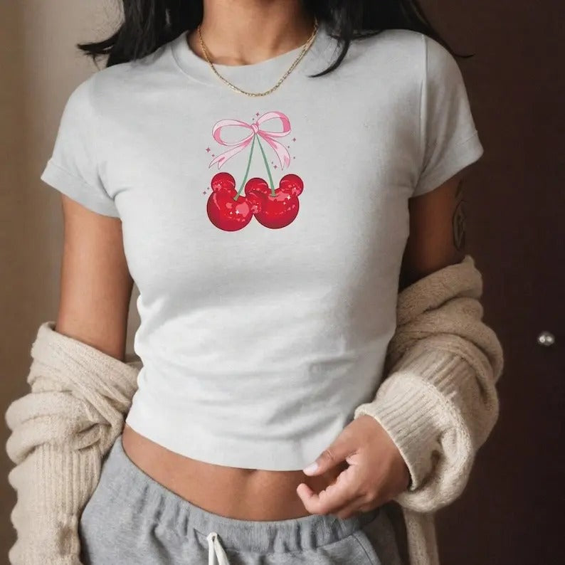 Cherry Mouse Coquette Baby Bow Y2K 90s Princess Top - Adult & Kids T-Shirts, Sweatshirts & Hoodies apparel design preview 1