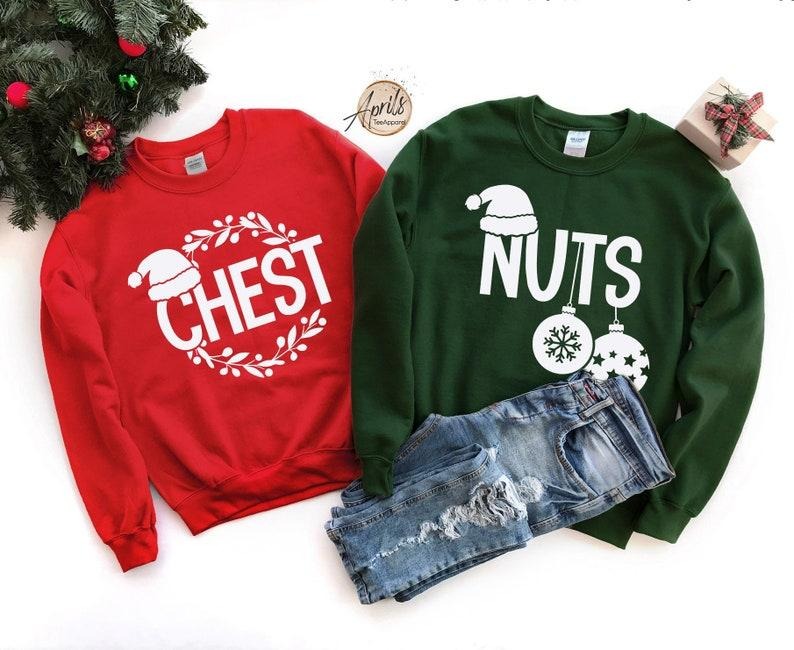 Chest Nuts Matching Couple Womenswear Xmas Parties - Adult & Kids T-Shirts, Sweatshirts & Hoodies apparel design preview 1