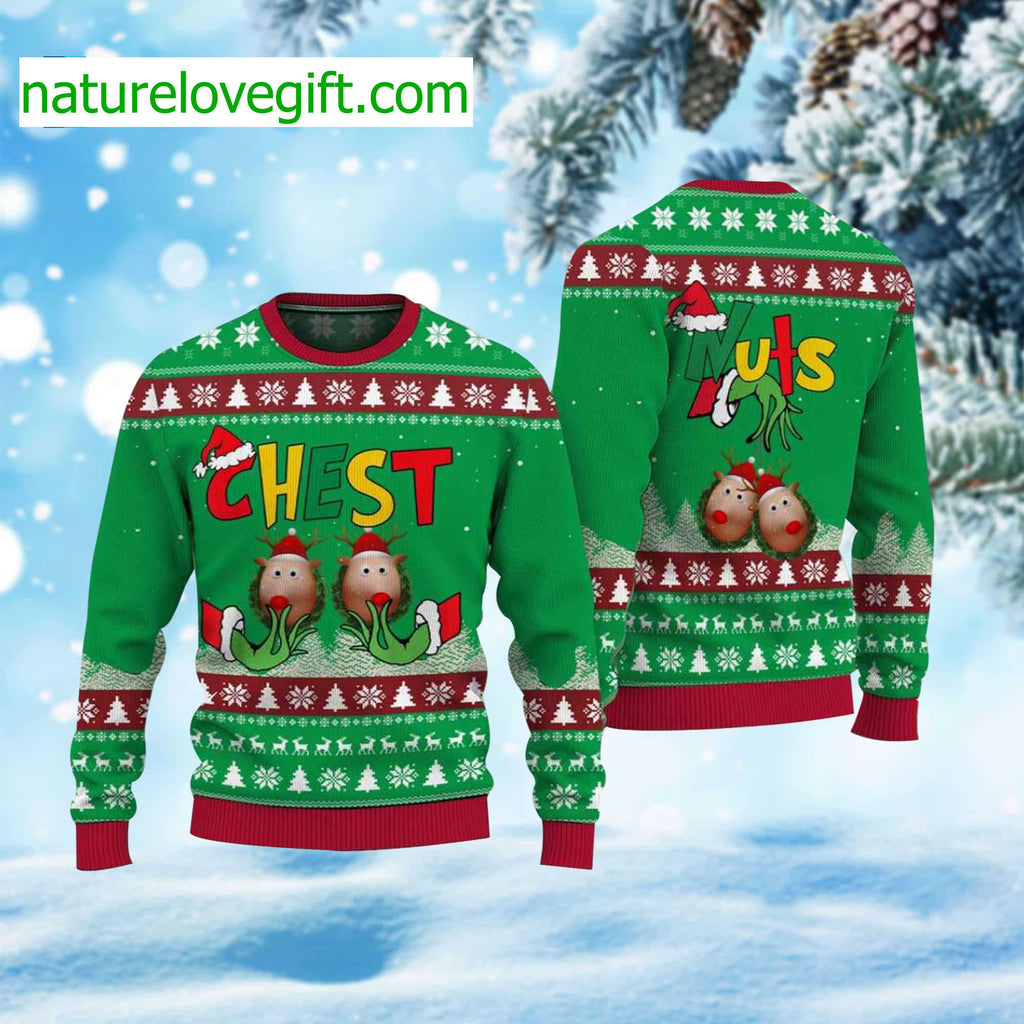 Chest Nuts Ugly Christmas Sweater - Holiday Gift product image