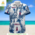 Los Angeles Angels Hawaiian Floral Blue MLB Baseball - Adult & Kids T-Shirts, Sweatshirts & Hoodies apparel design preview 1