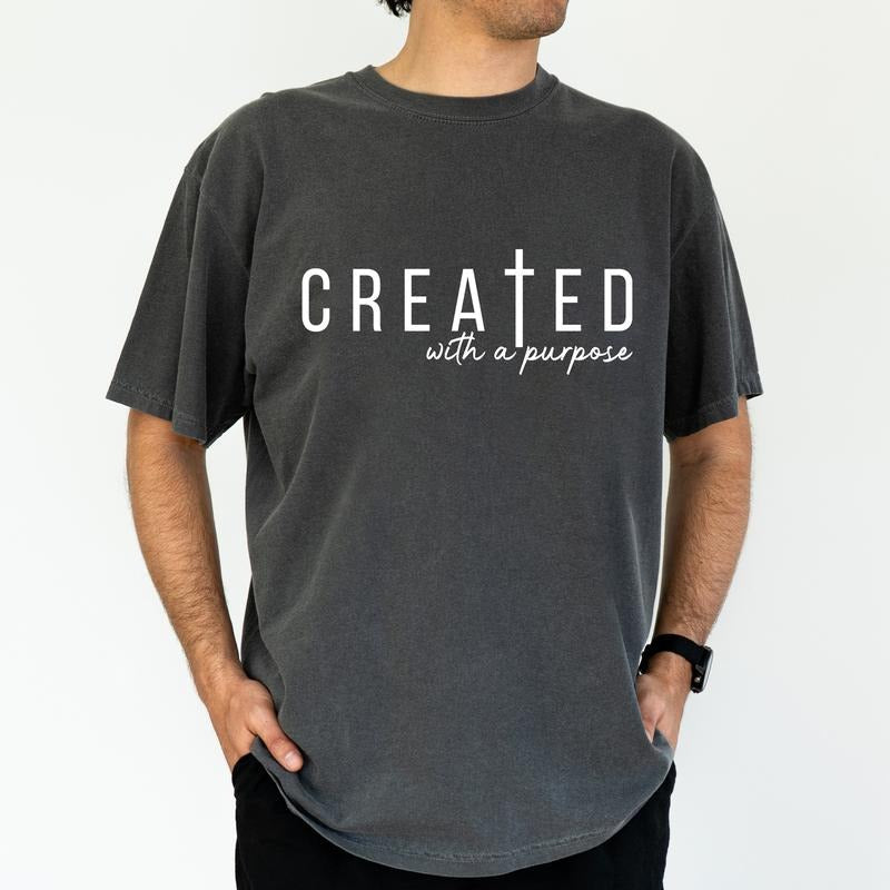 ChicCotton Created Purpose Comfort Colors Faith Based - Adult & Kids T-Shirts, Sweatshirts & Hoodies apparel design preview 1