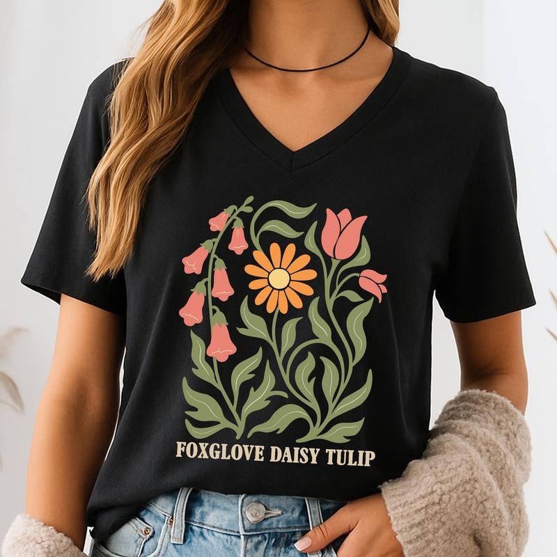 ChicCotton Subtle FDT Vintage Foxglove Daisy Tulip - Adult & Kids T-Shirts, Sweatshirts & Hoodies apparel design preview 1