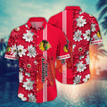 Chicago Blackhawks Hawaiian Daisy Stripe Design - Adult & Kids T-Shirts, Sweatshirts & Hoodies apparel design preview 1