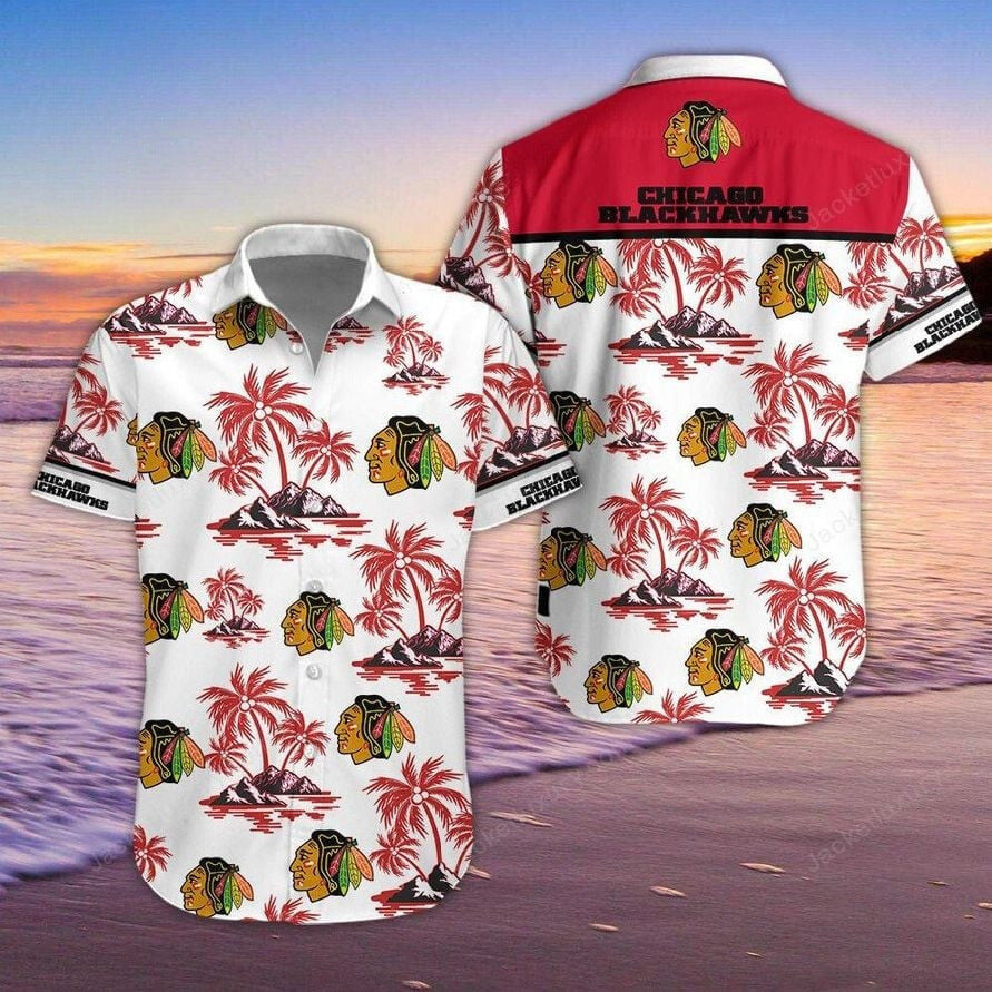 Chicago Blackhawks Hawaiian Island Sunset Design - Adult & Kids T-Shirts, Sweatshirts & Hoodies apparel design preview 1