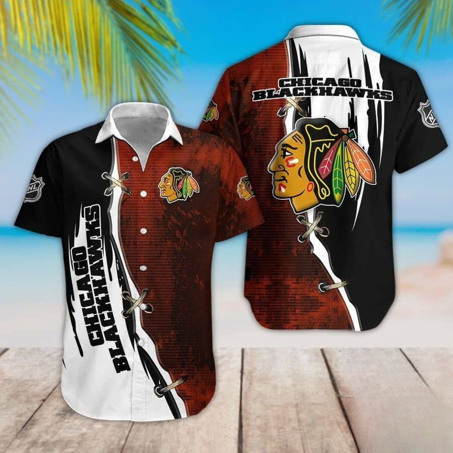 Chicago Blackhawks Hawaiian Rugged Split Design - Adult & Kids T-Shirts, Sweatshirts & Hoodies apparel design preview 1
