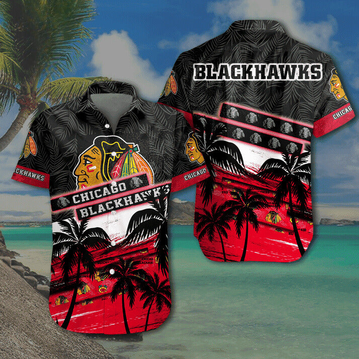 Chicago Blackhawks Hawaiian Tropical Paradise Design - Adult & Kids T-Shirts, Sweatshirts & Hoodies apparel design preview 1