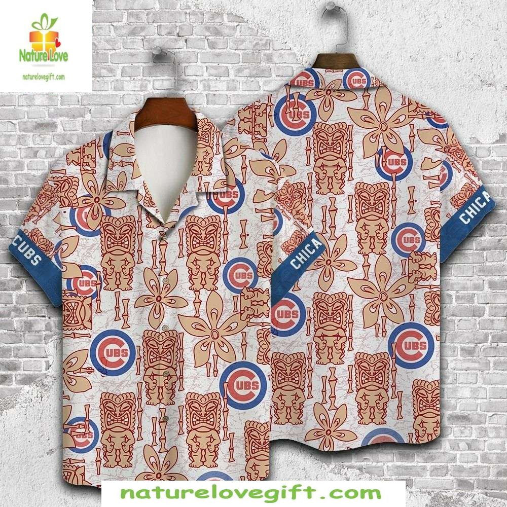Chicago Cubs Hawaiian Beige Tiki Totem MLB Summer - Adult & Kids T-Shirts, Sweatshirts & Hoodies apparel design preview 1