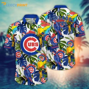 Chicago Cubs MLB Colorful Parrot Monstera Leaves - Adult & Kids T-Shirts, Sweatshirts & Hoodies apparel design preview 1