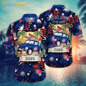 Chicago Cubs MLB Surfing Car Summer Black Hawaiian - Adult & Kids T-Shirts, Sweatshirts & Hoodies apparel design preview 1