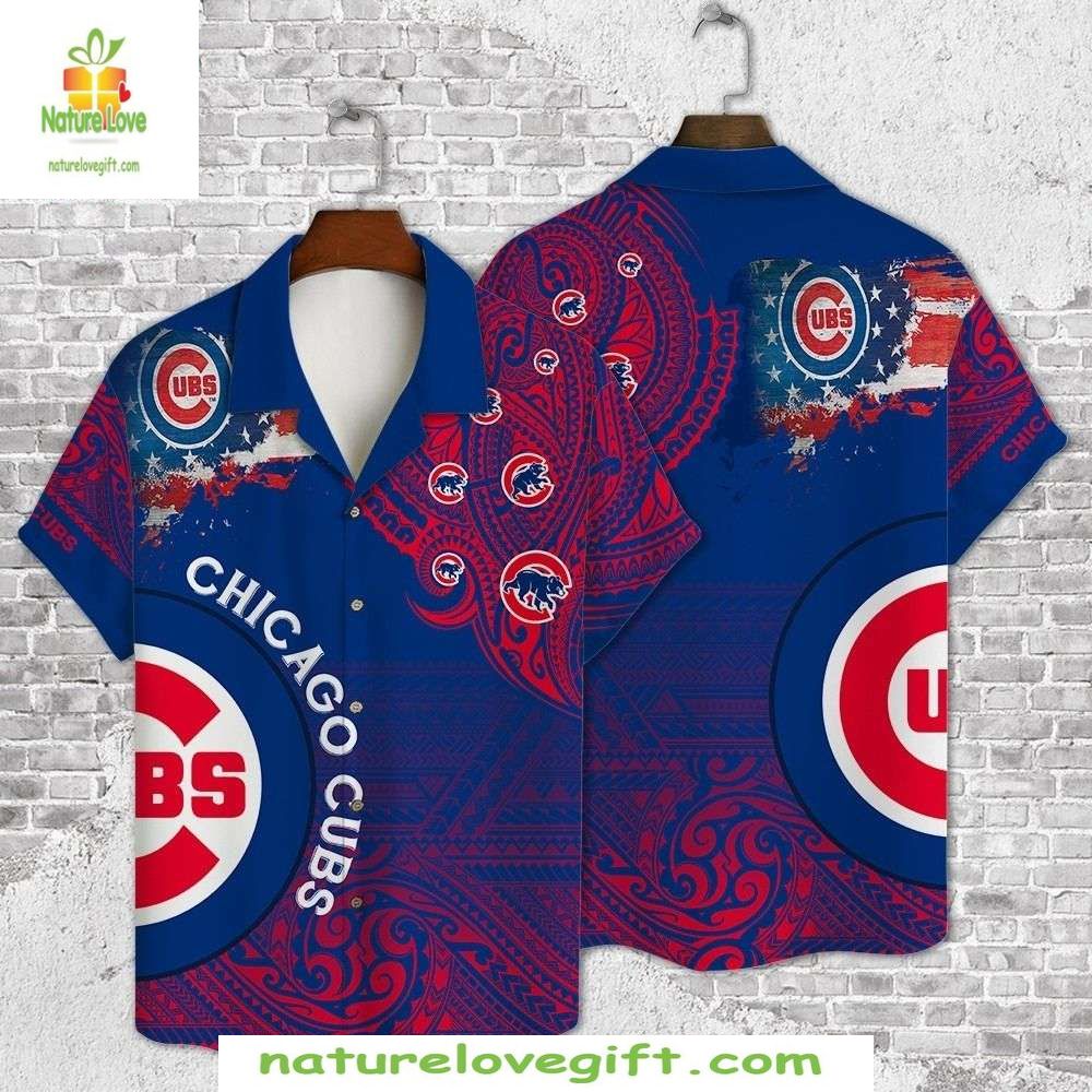 Chicago Cubs Hawaiian Navy Paisley Bandana Print MLB - Adult & Kids T-Shirts, Sweatshirts & Hoodies apparel design preview 1