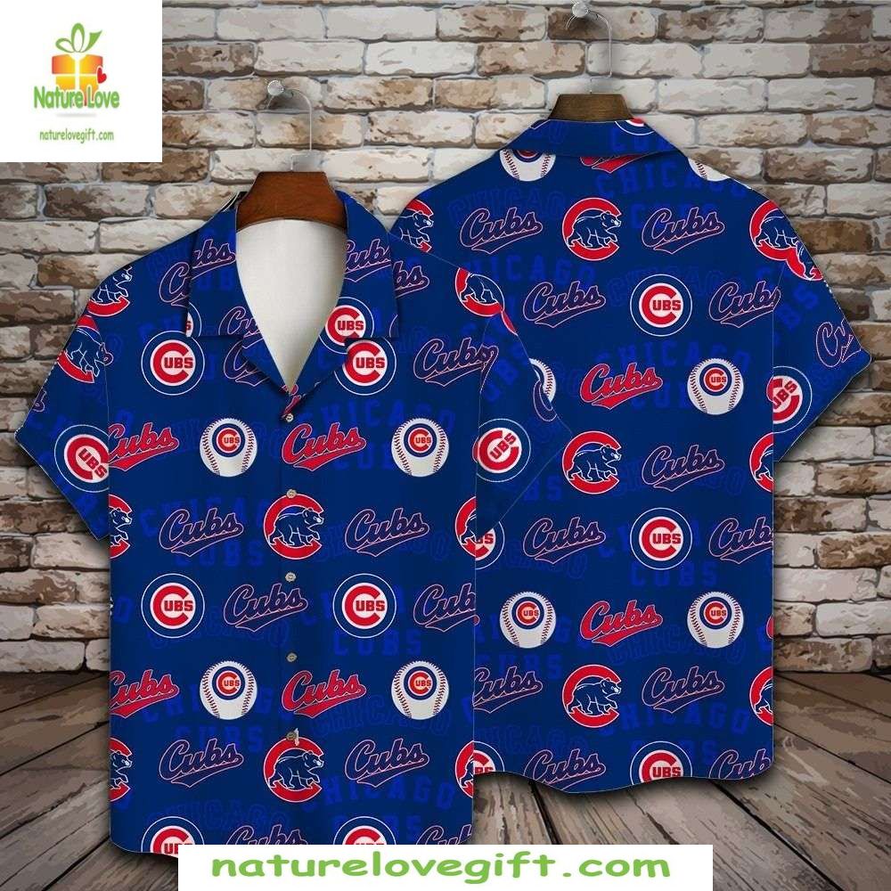 Chicago Cubs Hawaiian Navy MLB Fan Gear Stylish - Adult & Kids T-Shirts, Sweatshirts & Hoodies apparel design preview 1