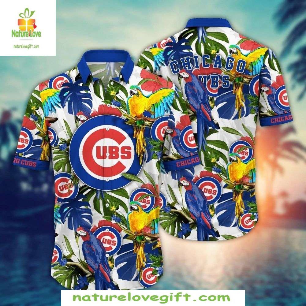 Chicago Cubs MLB Hawaiian Tropical Bird Baseball - Adult & Kids T-Shirts, Sweatshirts & Hoodies apparel design preview 1