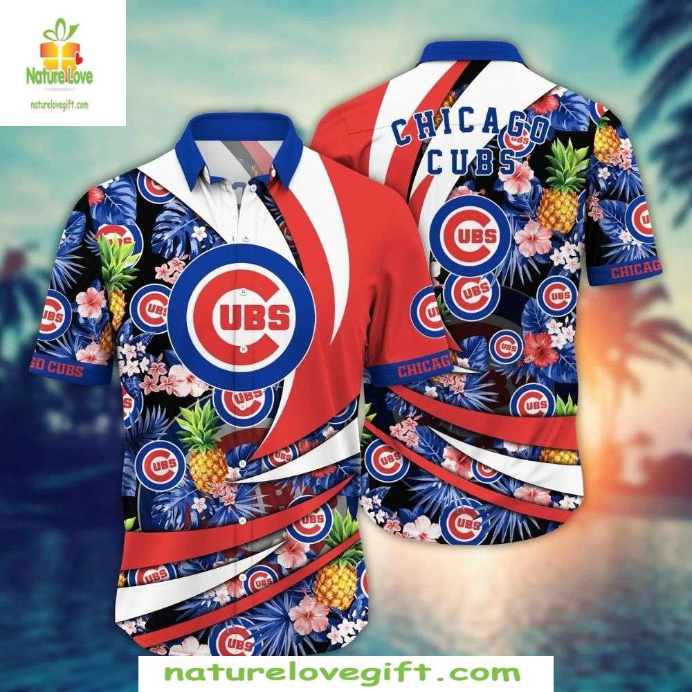 Chicago Cubs MLB Hawaiian Patriotic Stars Stripes - Adult & Kids T-Shirts, Sweatshirts & Hoodies apparel design preview 1