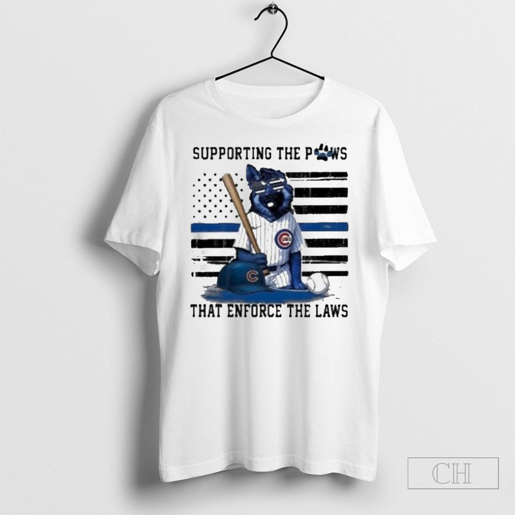 Chicago Cubs Paws That Enforce The Laws Police Dog - Adult & Kids T-Shirts, Sweatshirts & Hoodies apparel design preview 1