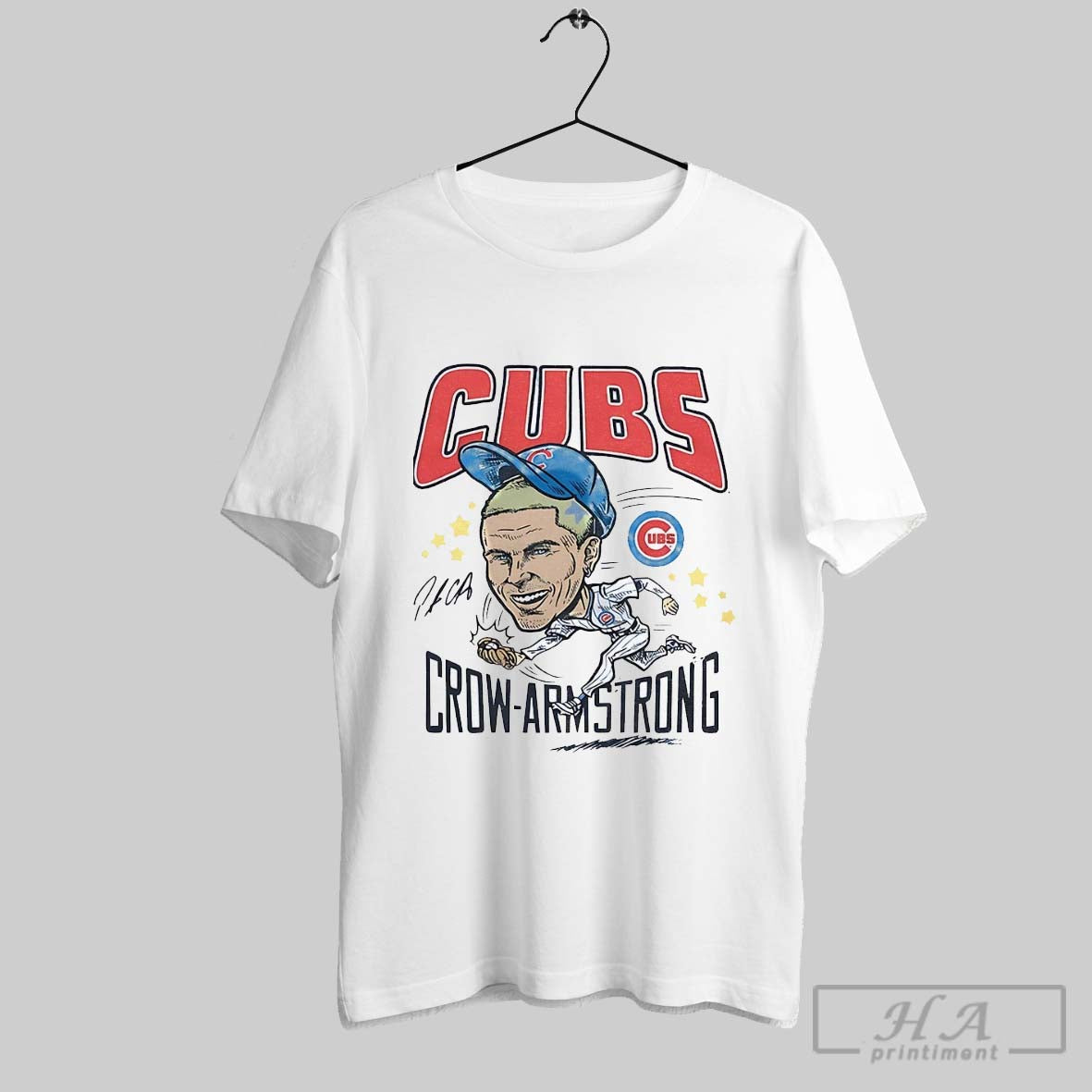 Chicago Cubs Pete Crow Armstrong Cartoon Signature - Adult & Kids T-Shirts, Sweatshirts & Hoodies apparel design preview 1
