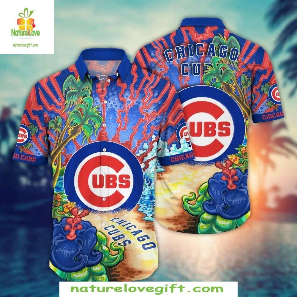 Chicago Cubs Hawaiian Retro Wave Psychedelic Baseball - Adult & Kids T-Shirts, Sweatshirts & Hoodies apparel design preview 1