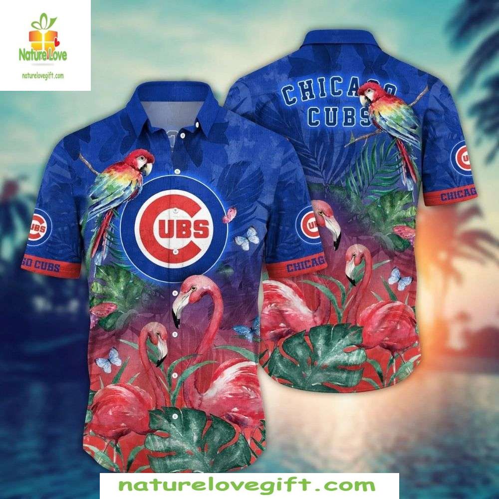 Chicago Cubs Hawaiian Flamingo Haven Stylish Baseball - Adult & Kids T-Shirts, Sweatshirts & Hoodies apparel design preview 1