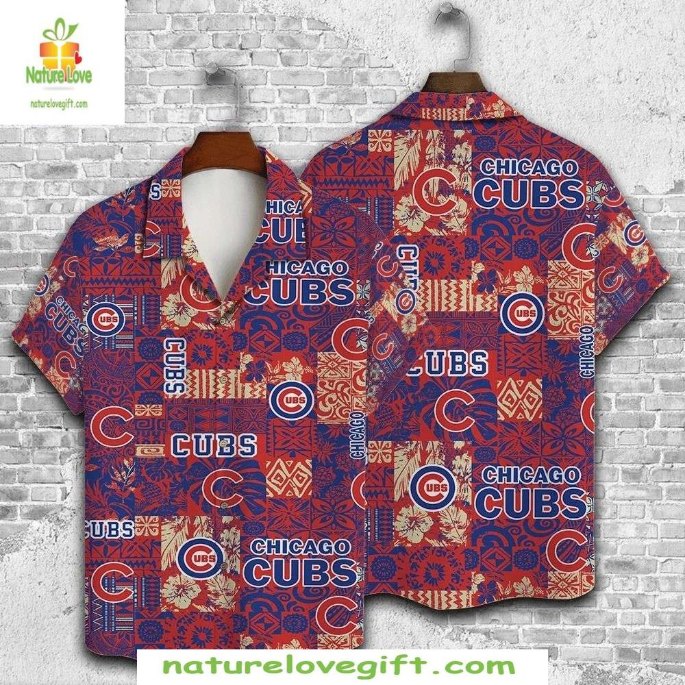 Chicago Cubs Hawaiian Red Aztec Print MLB Tropical - Adult & Kids T-Shirts, Sweatshirts & Hoodies apparel design preview 1