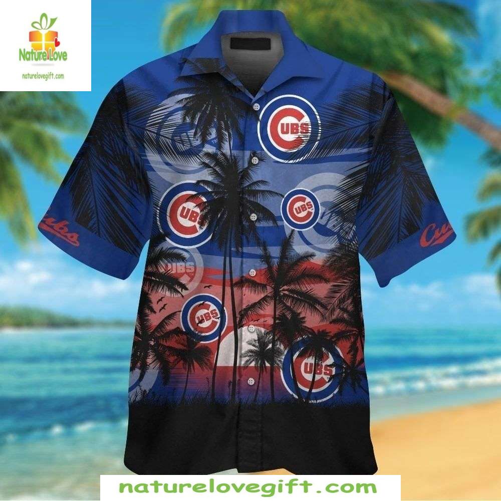 Chicago Cubs Hawaiian Sunset Palms Beach Gradient - Adult & Kids T-Shirts, Sweatshirts & Hoodies apparel design preview 1